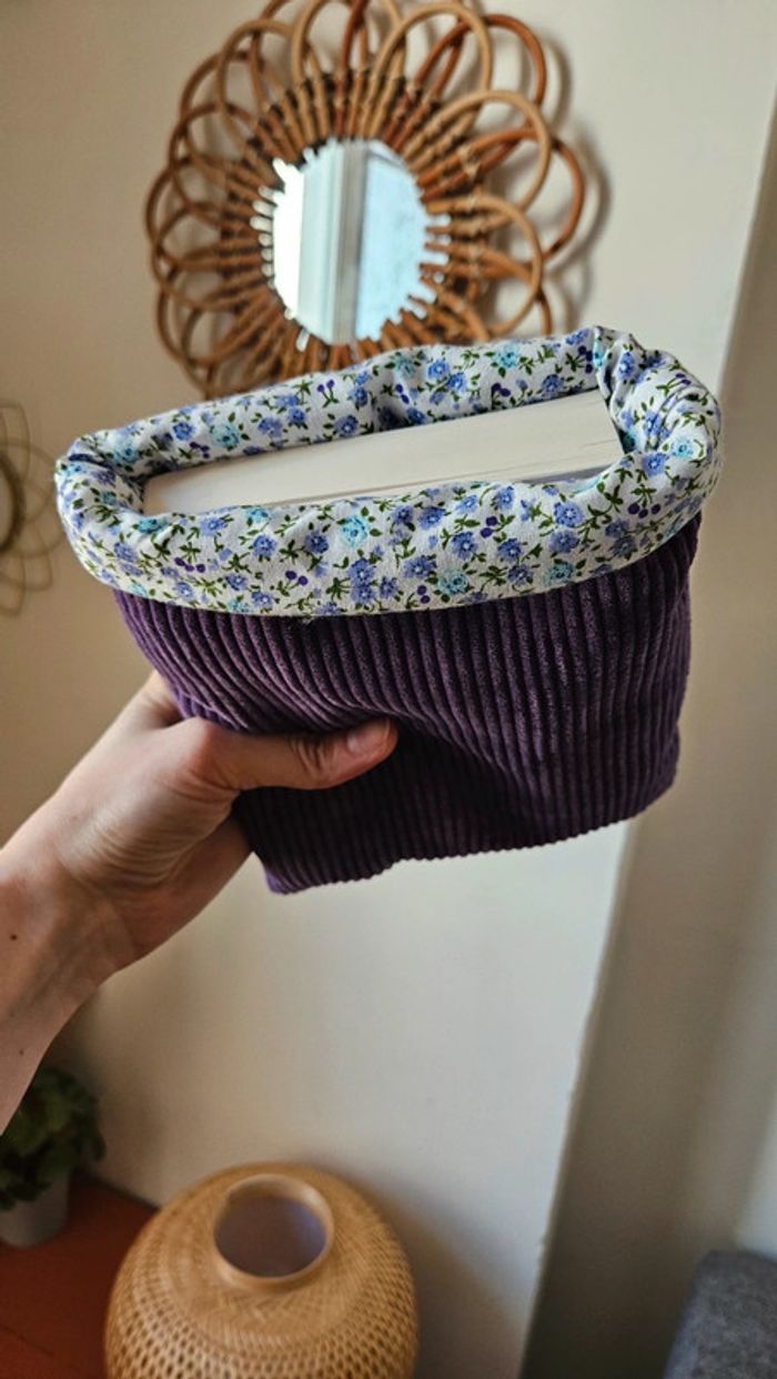 Pochette de livre velours purple/flowers - photo numéro 3