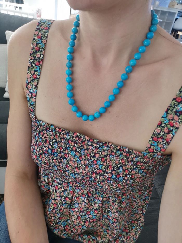 Collier perles bleu turquoise