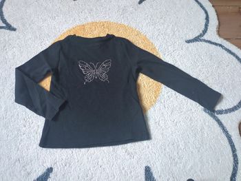 T-shirt noir manches longues Zara papillon strass neuf
