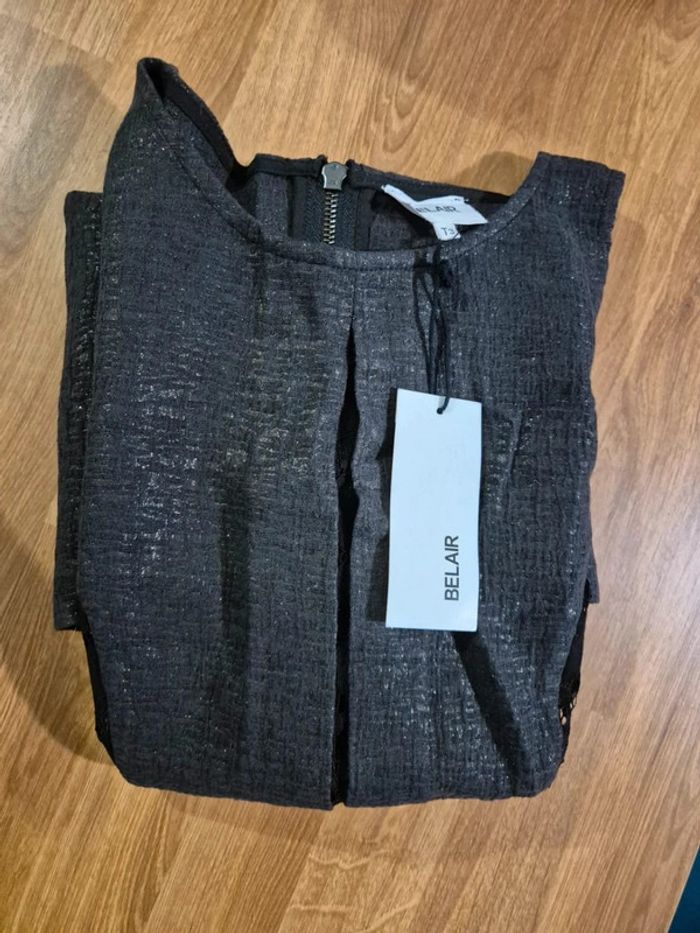 Robe classe BEL AIR grise argenté avec dentelle Taille 3 M - photo numéro 9