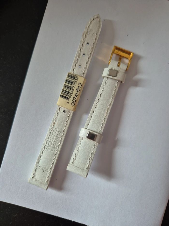 Bracelet montre blanc 12mm cuir - photo numéro 2