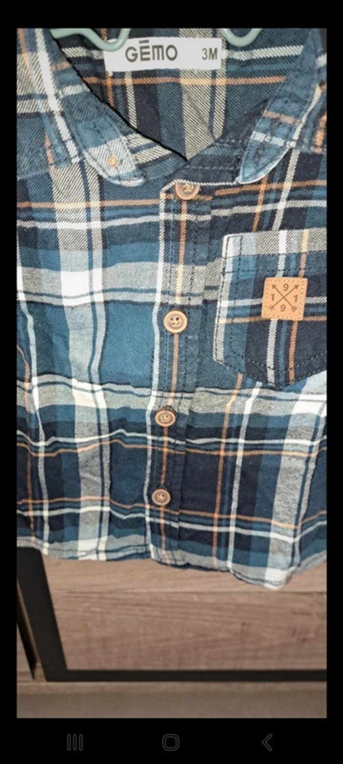 Chemise à carreaux manches longues Gémo 3 mois - photo numéro 2