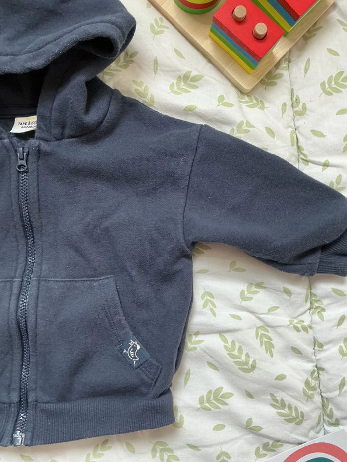 gilet zippé à capuche marine 6 mois tape à l'oeil - photo numéro 4