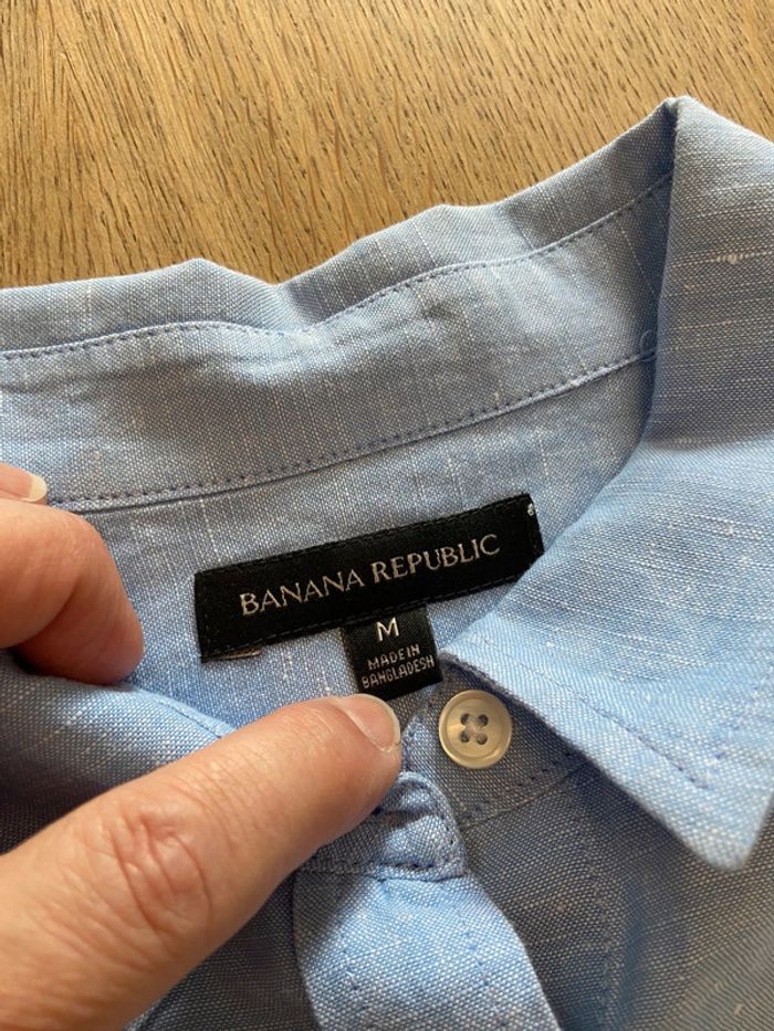 Chemisier lin et coton bleu clair Banana Republic taille M - photo numéro 8