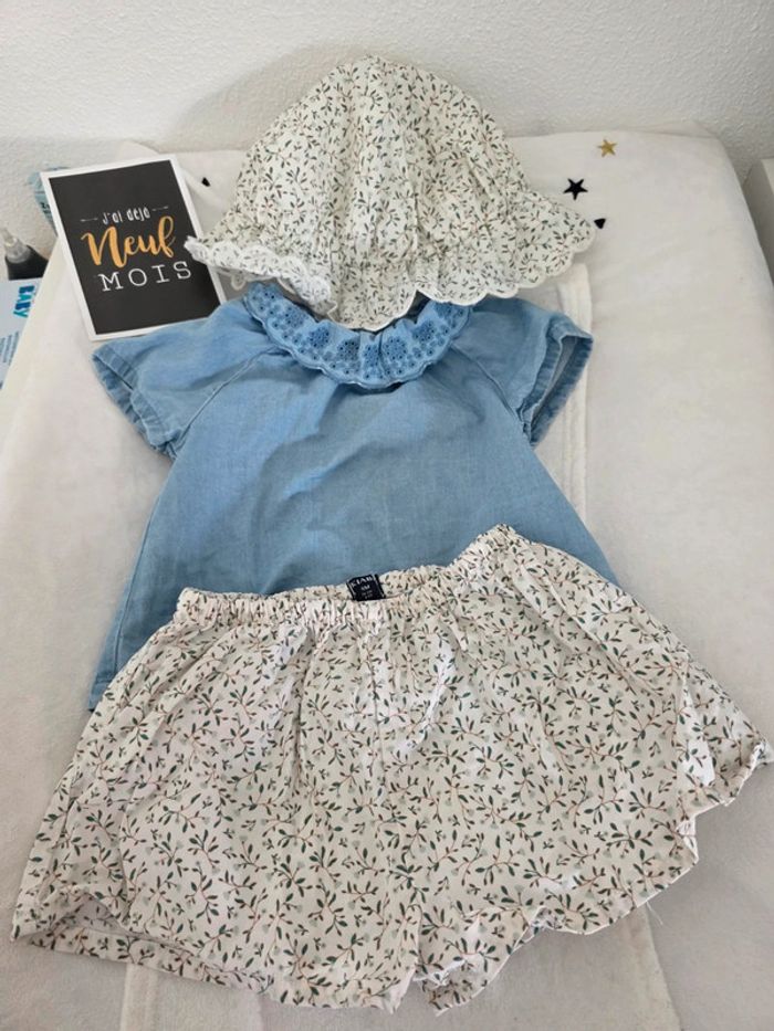 Ensemble 3 pièces bébé fille 9 mois - photo numéro 2