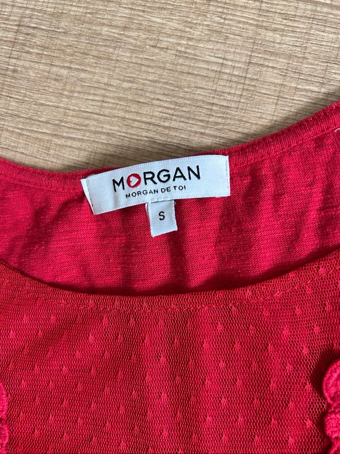 Teeshirt rouge à manches courtes Morgan taille S bon état - photo numéro 9