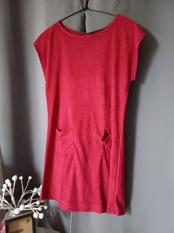 Robe chasuble daim rouge foncé