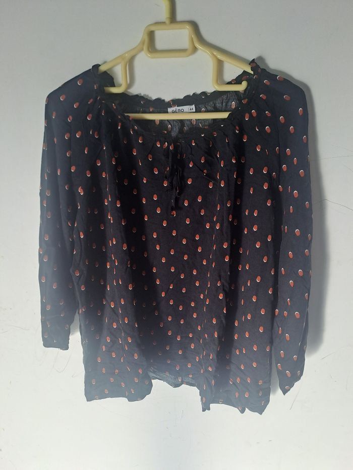 Blouse fluide noir à pois Gemo Taille 44