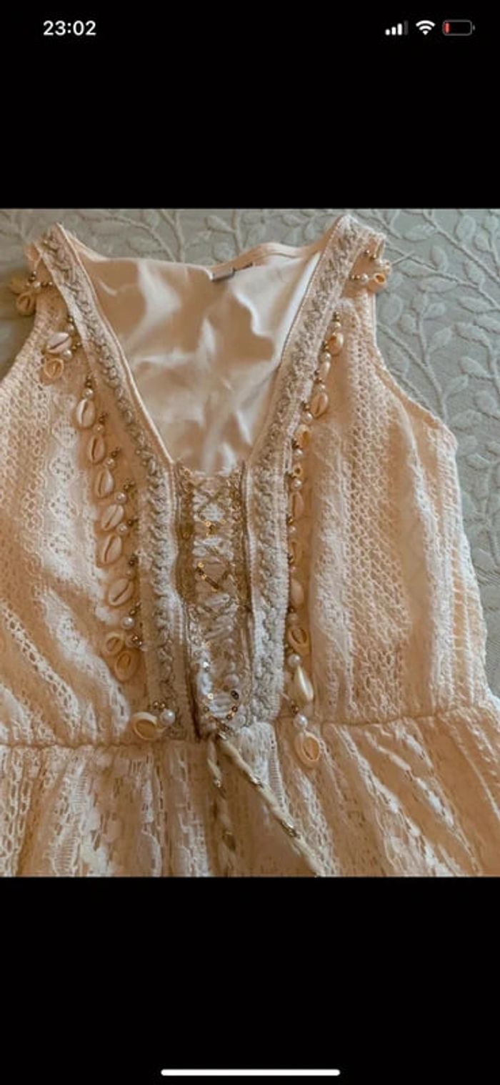 Vestido largo ibicenco verano mujer talla S/M beige - photo numéro 3