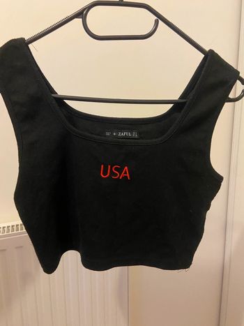 Crop top noir “USA” Zaful