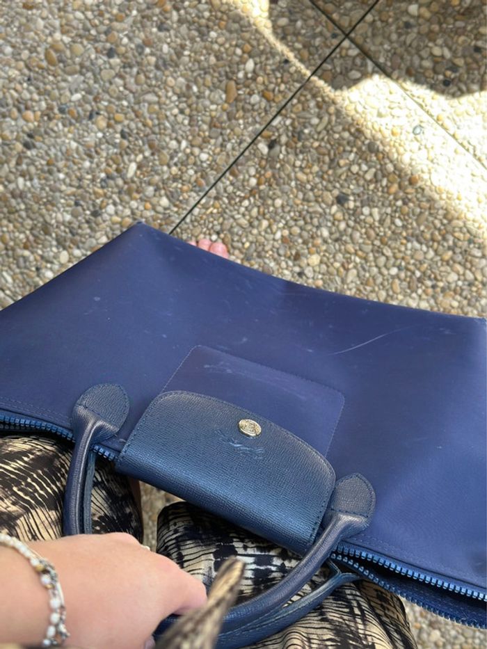 Sac Longchamp bleu marine toile et cuir - photo numéro 15