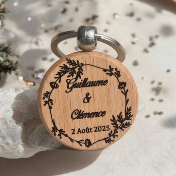 Porte clés rond en bois