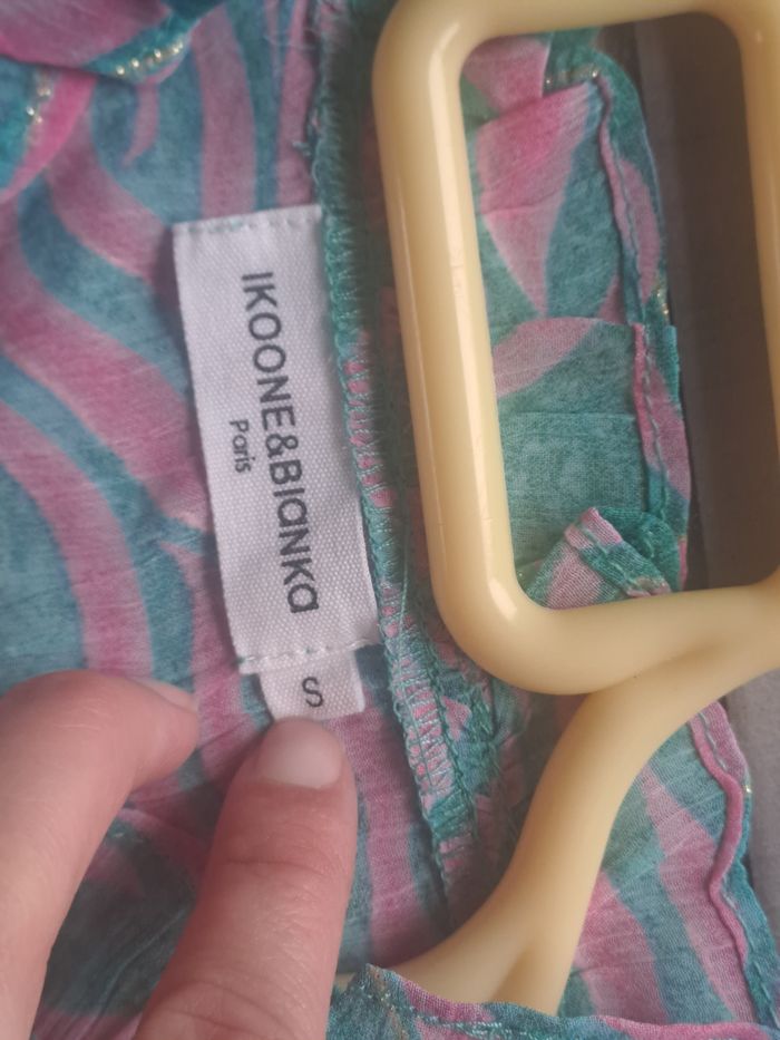 Jolie robe rose vert avec brillance doré Ikoone & Bianka Taille S - photo numéro 6