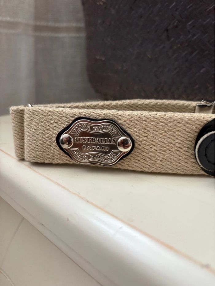 Ceinture Australian safari - tissu + cuir - comme neuve - taille 65 cm - photo numéro 2
