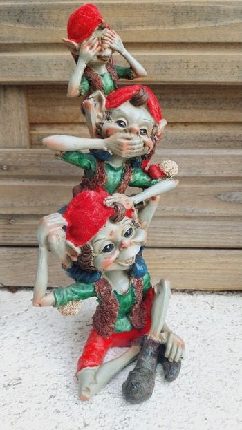 Statuette 3 trolls, lutins, elfes de la sagesse