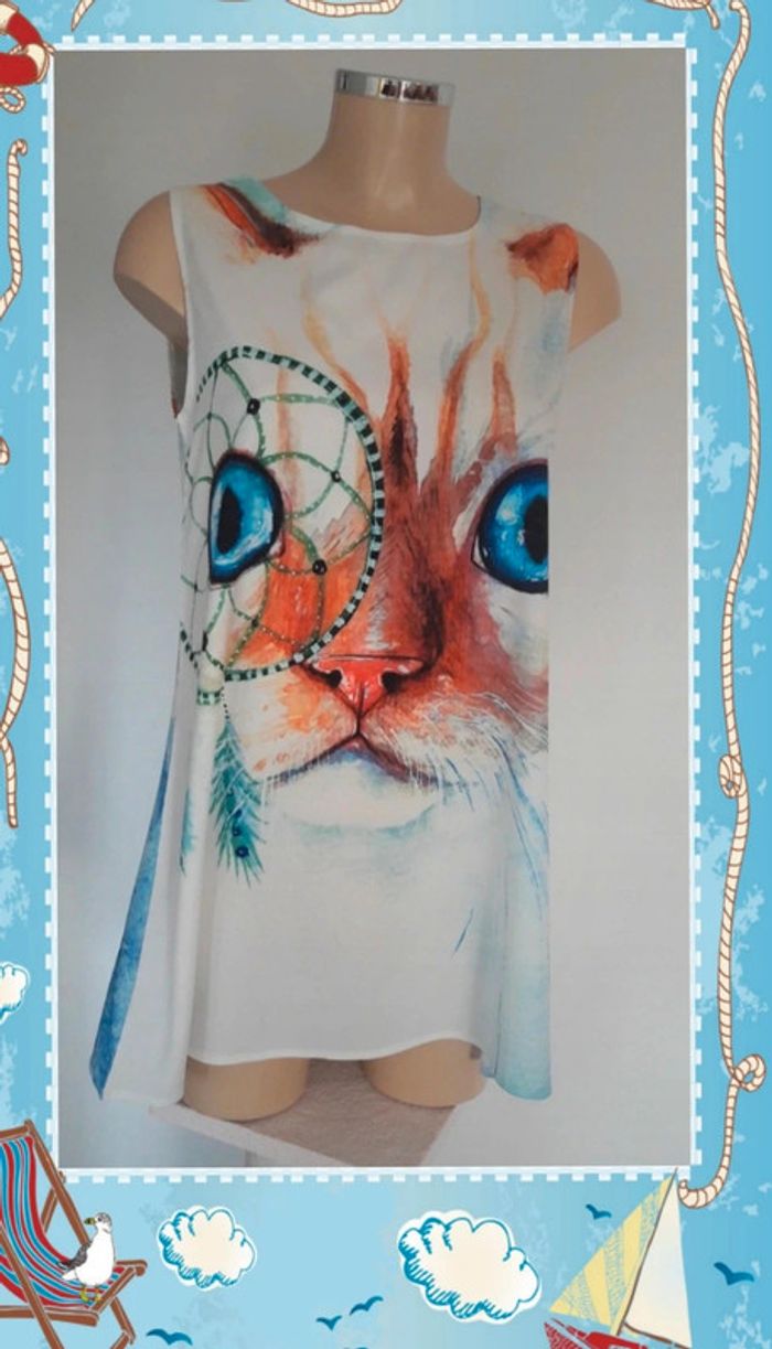 Robe tunique imprimée chat T38-40