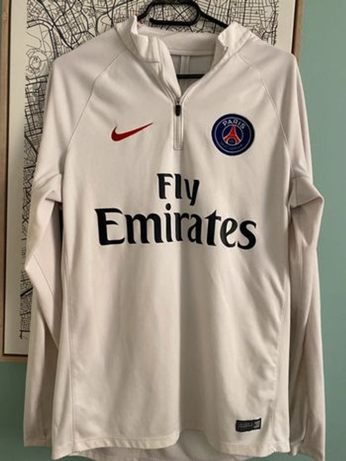 Haut entraînement PSG Nike – blanc Fly Emirates – taille M – officiel