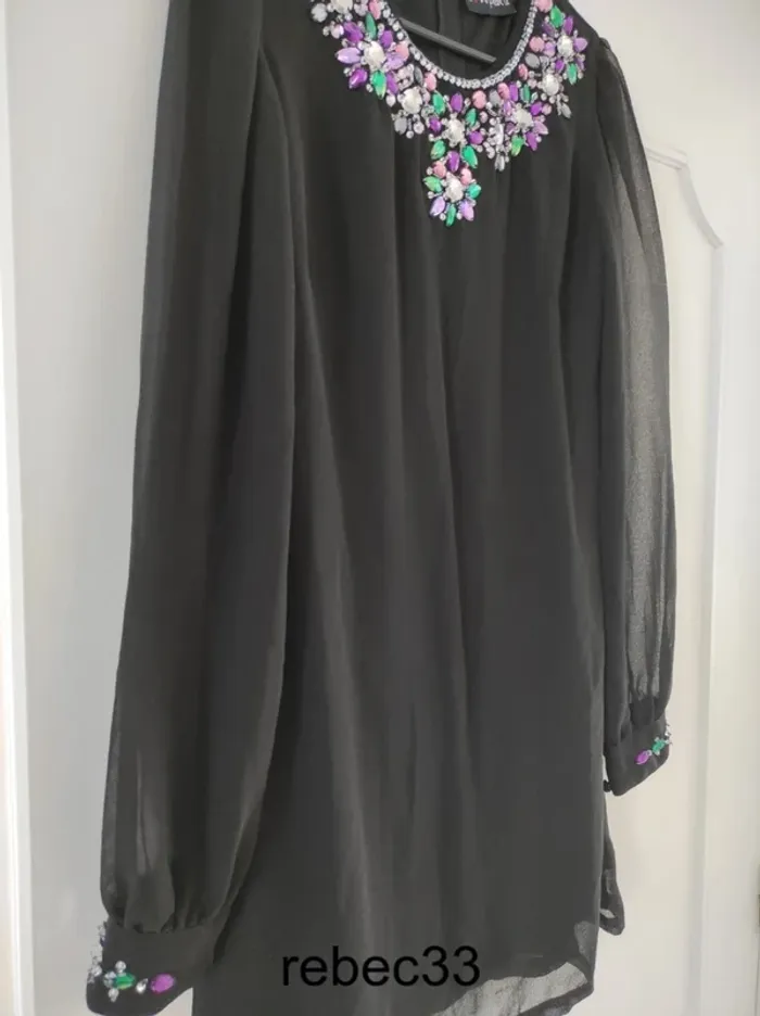 Haut tunique blouse manches longues strass - photo numéro 2