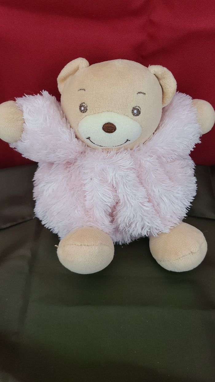 Kaloo doudou ours boule fourrure rose - photo numéro 4