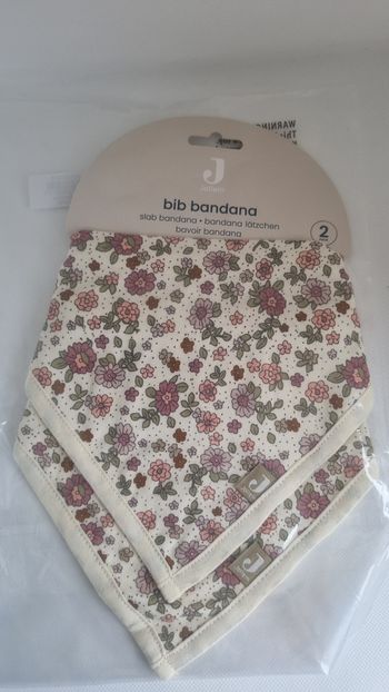 Lot de 2 bavoirs bandanas en jersey retro flowers Jollein neuf 