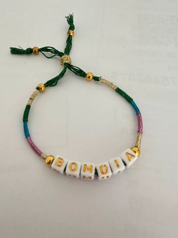 Bracelet nylon multicolore avec message Bom Dia  réglable