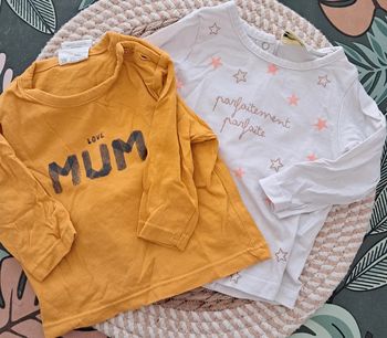 Lot 2 t-shirts manches longues 3 mois TAO Kiabi
