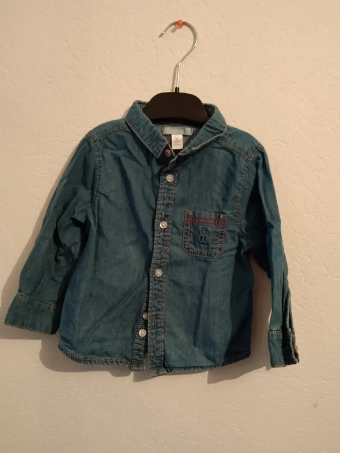 chemise en jean bleu okaidi garcon 18 mois 80cm