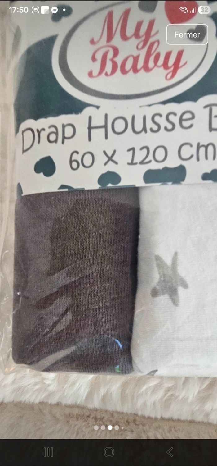 Lot de 2 draps housses 60×120 cm Neufs - photo numéro 3