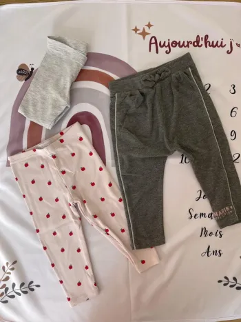Lot de 3 leggings bébé fille – Taille 18 mois / 80-81 cm 👧👖