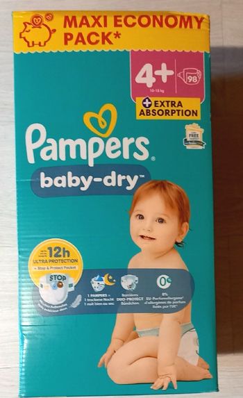 98 couches Pampers Baby dry taille 4+(1 Maxi Pack)