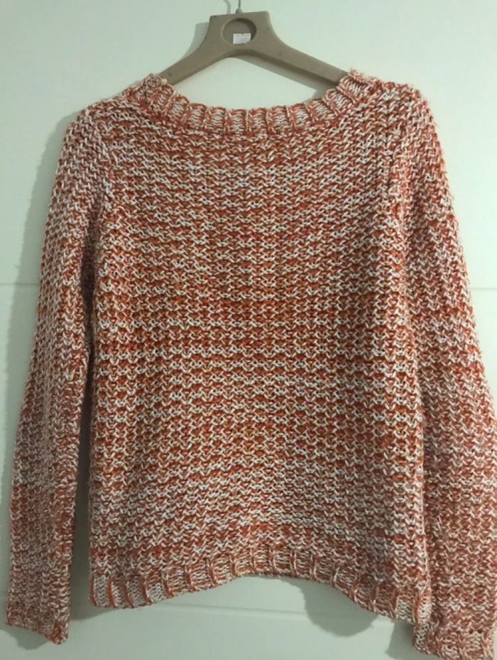# pull  hiver femme en laine orange taille S / M , - photo numéro 4