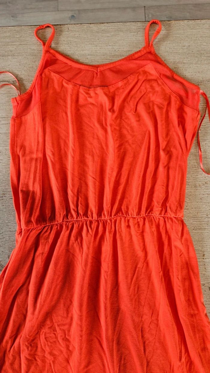 Robe orange corail à bretelles, légère, avec voile, Sora by JBC, XS, nickel - photo numéro 4
