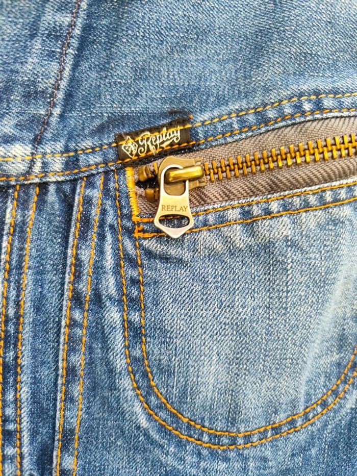 Blouson en jean bleu Replay taille M - photo numéro 3