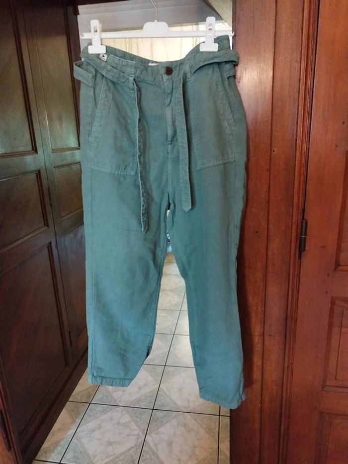 Pantalon kaki passants poches coton vintage S/36 - photo numéro 2