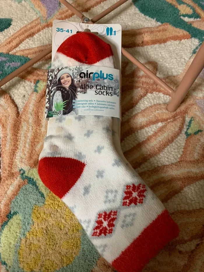 Grosses Chaussettes Noël fourrées en pilou anti dérapantes