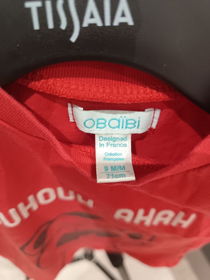 Tee-shirt 9 mois obaibi rouge bordeaux - photo numéro 5