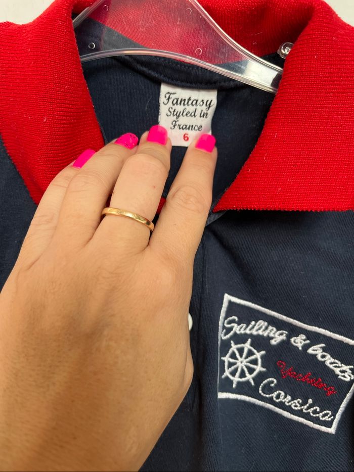 Polo Fantasy bleu marine Corsica 6A TBE - photo numéro 4