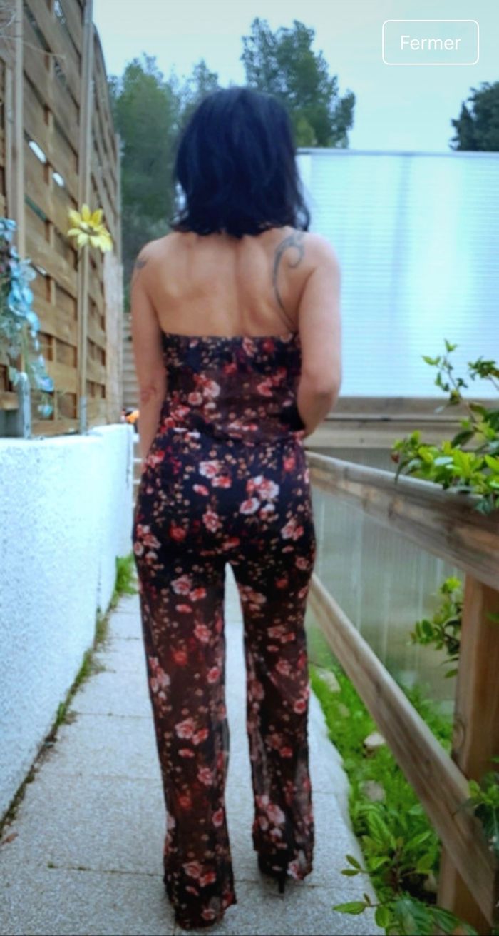 combinaison bustier fluide et voilée à motif floral bohème. - photo numéro 5