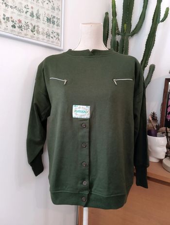 Sweat vintage kaki à épaulettes