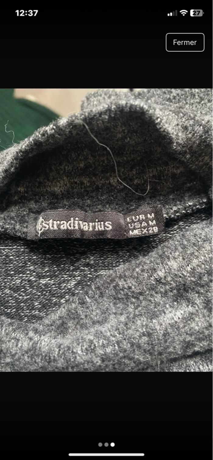 Pull gris à perle stradivarius taille m - photo numéro 3