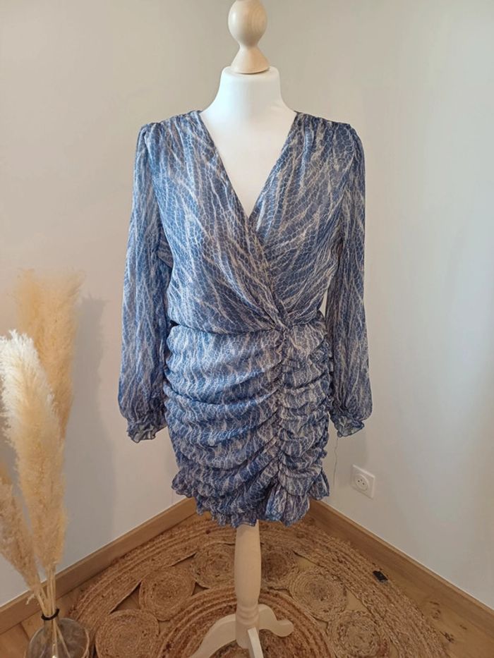 Robe cache-coeur bleue froncée Indefeir taille S/M 36/38 - photo numéro 2