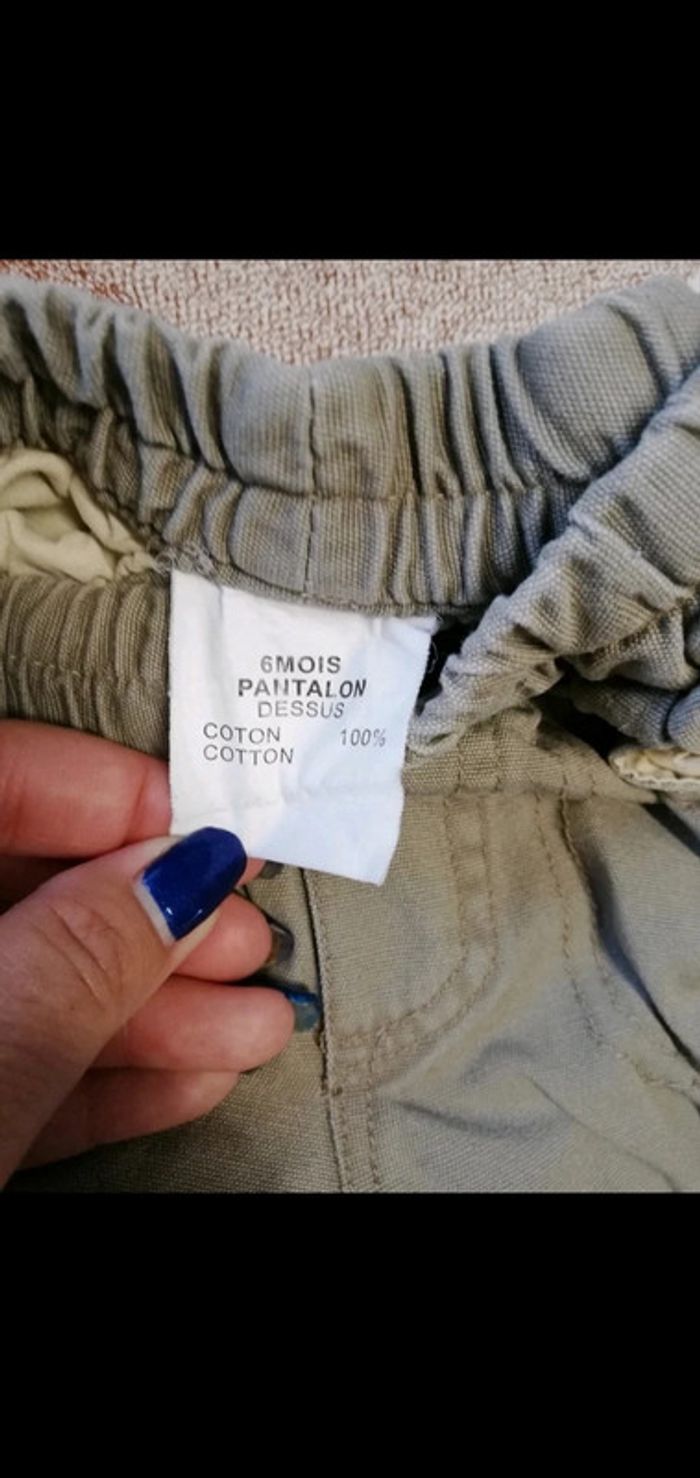 Pantalon 6 mois kaki doublé - photo numéro 3