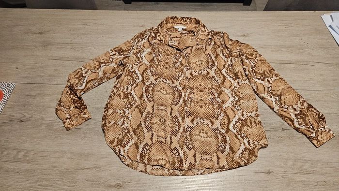 Chemisier léger femme style léopard à manches longues, H&M, 40, nickel - photo numéro 3