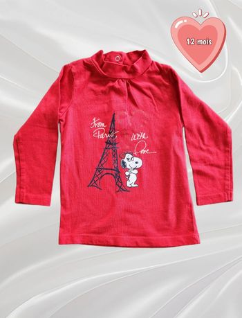 Haut manches longues Snoopy fille 12 mois