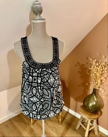 🍃 Débardeur noir et gris – Clara Vitti – Taille 36 – Très bon état