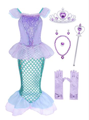 Déguisement sirène violette et verte et ces accessoires Taille 5-6ans