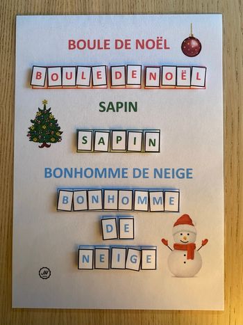 Fiche Montessori : Spécial Noël : Écrire des mots