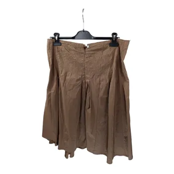 Jupe midi plissée marron Cotélac – taille 3, coton et polyester A956
