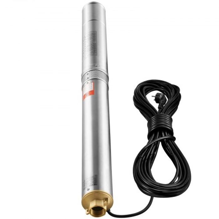 VEVOR Pompe Immergée pour Puits Profond, 1100 W, Pompe à Eau Acier Inoxydable, Débit 7,1 m³/h, 105 m, avec Cordon Électrique 19,4 m, Pompe Étanche IP68 pour Usage Domestique, Irrigation Industrielle