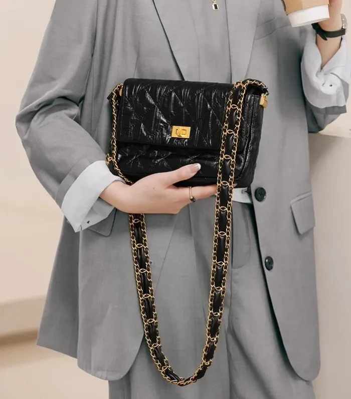 Sac en cuir de vache fleur de première couche - photo numéro 3